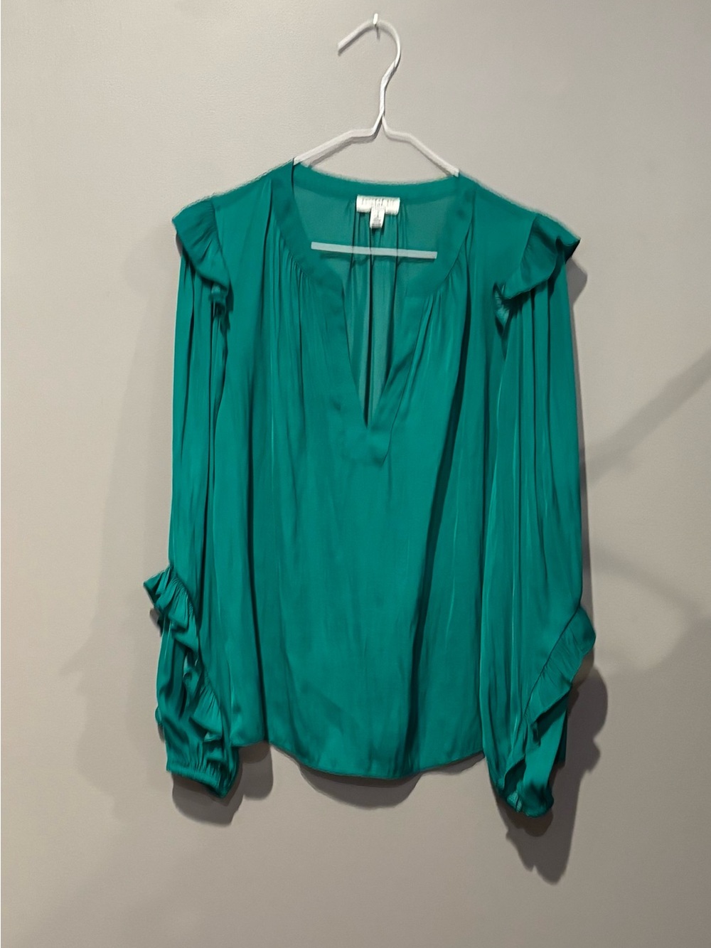 Current Air Teal Long-Sleeve V-Neck Blouse